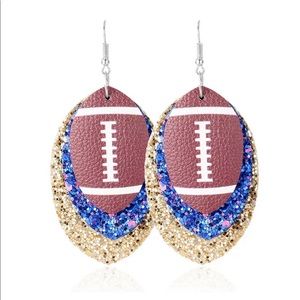 Blue & Gold Football Earrings